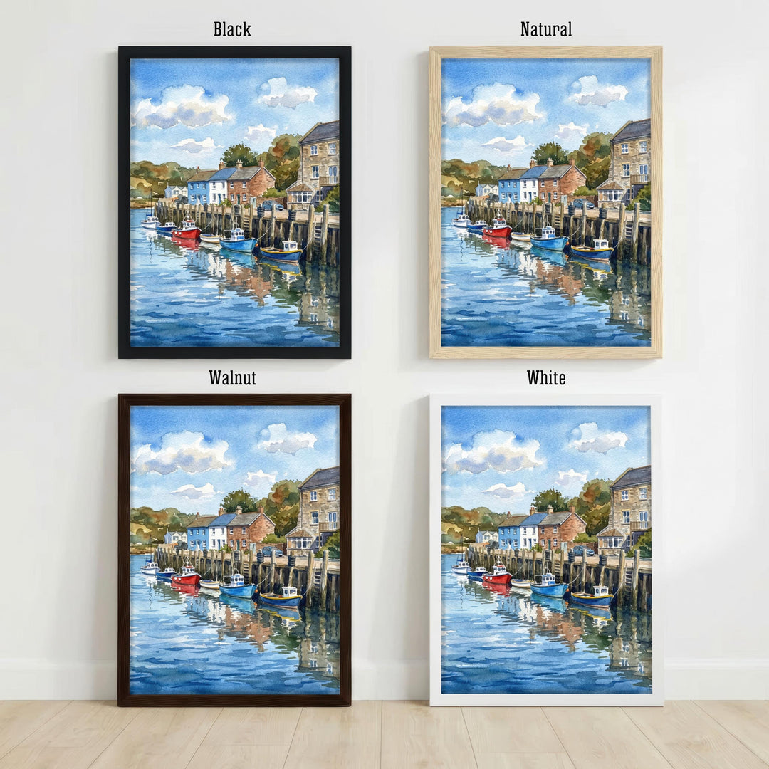 Seaton Devon Watercolour Painting Poster England Wall Art Coastal Landscape Print Gift for UK Travel Lovers and Fans of Scenic British