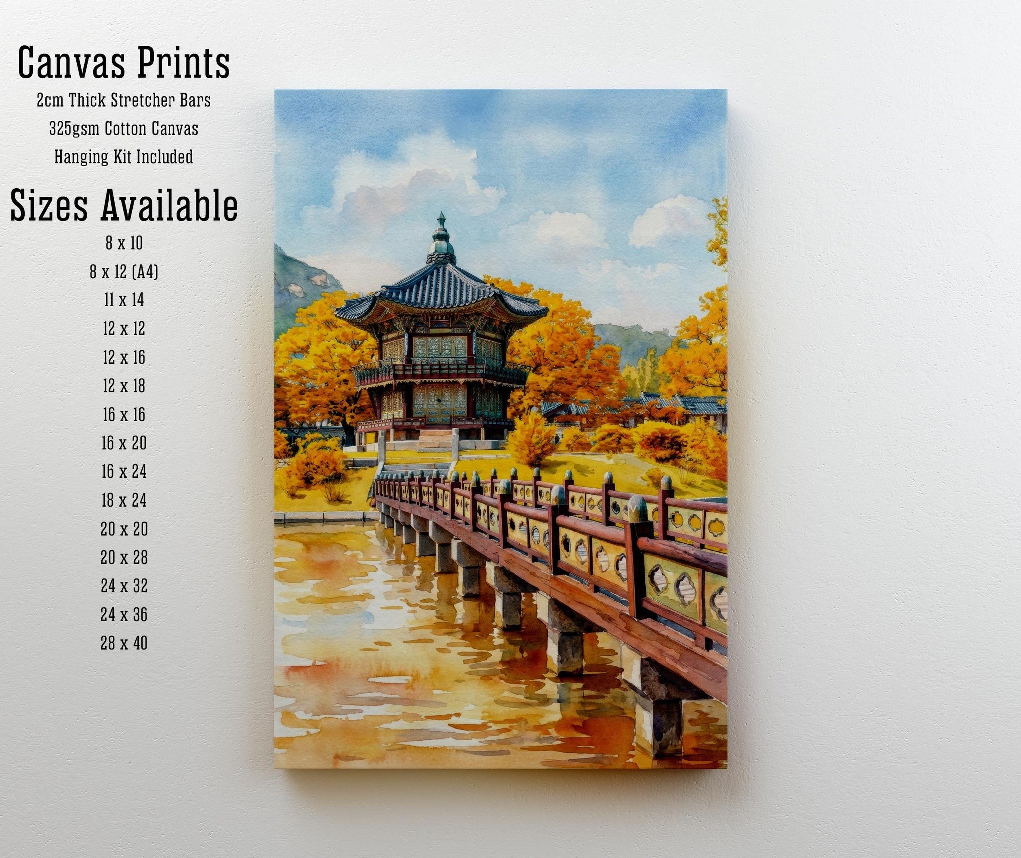 Seoul South Korea Watercolor Art Print: City Skyline Landscape