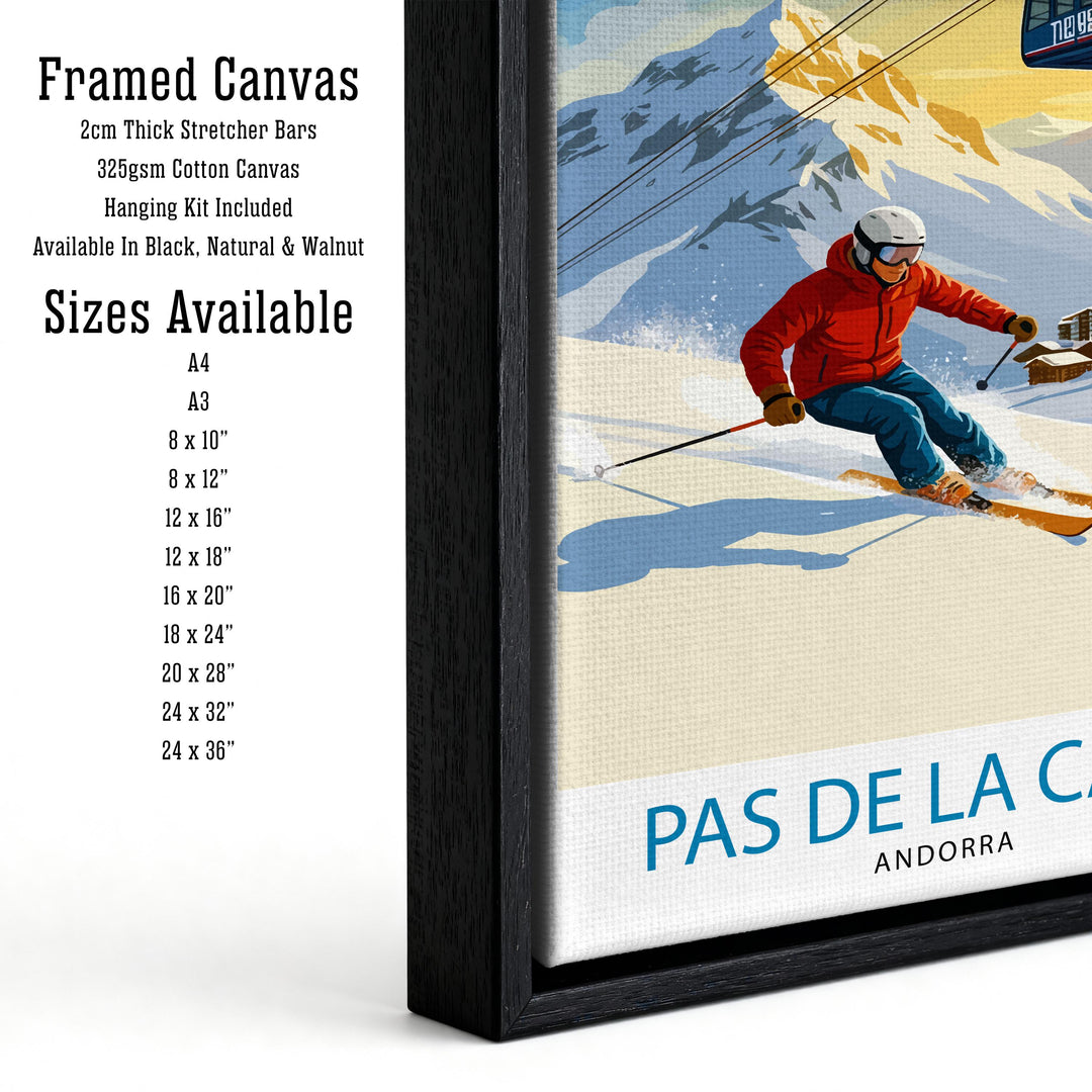Pas de la Casa Andorra Ski Poster Print Wall Art Mountain Resort Landscape Gift for Europe Travel Lovers and Fans of Scenic Pyrenees Winter