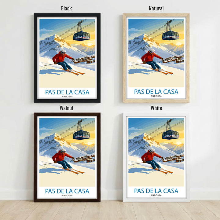 Pas de la Casa Andorra Ski Poster Print Wall Art Mountain Resort Landscape Gift for Europe Travel Lovers and Fans of Scenic Pyrenees Winter