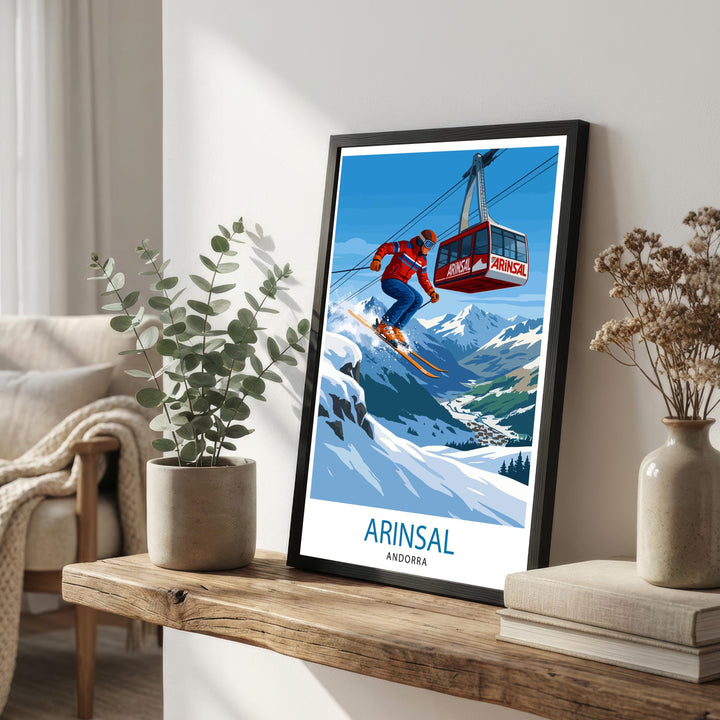Arinsal Andorra Ski Poster Print Wall Art Mountain Resort Landscape Gift for Europe Travel Lovers and Fans of Scenic Pyrenees Winter Sports
