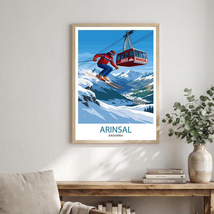 Arinsal Andorra Ski Poster Print Wall Art Mountain Resort Landscape Gift for Europe Travel Lovers and Fans of Scenic Pyrenees Winter Sports