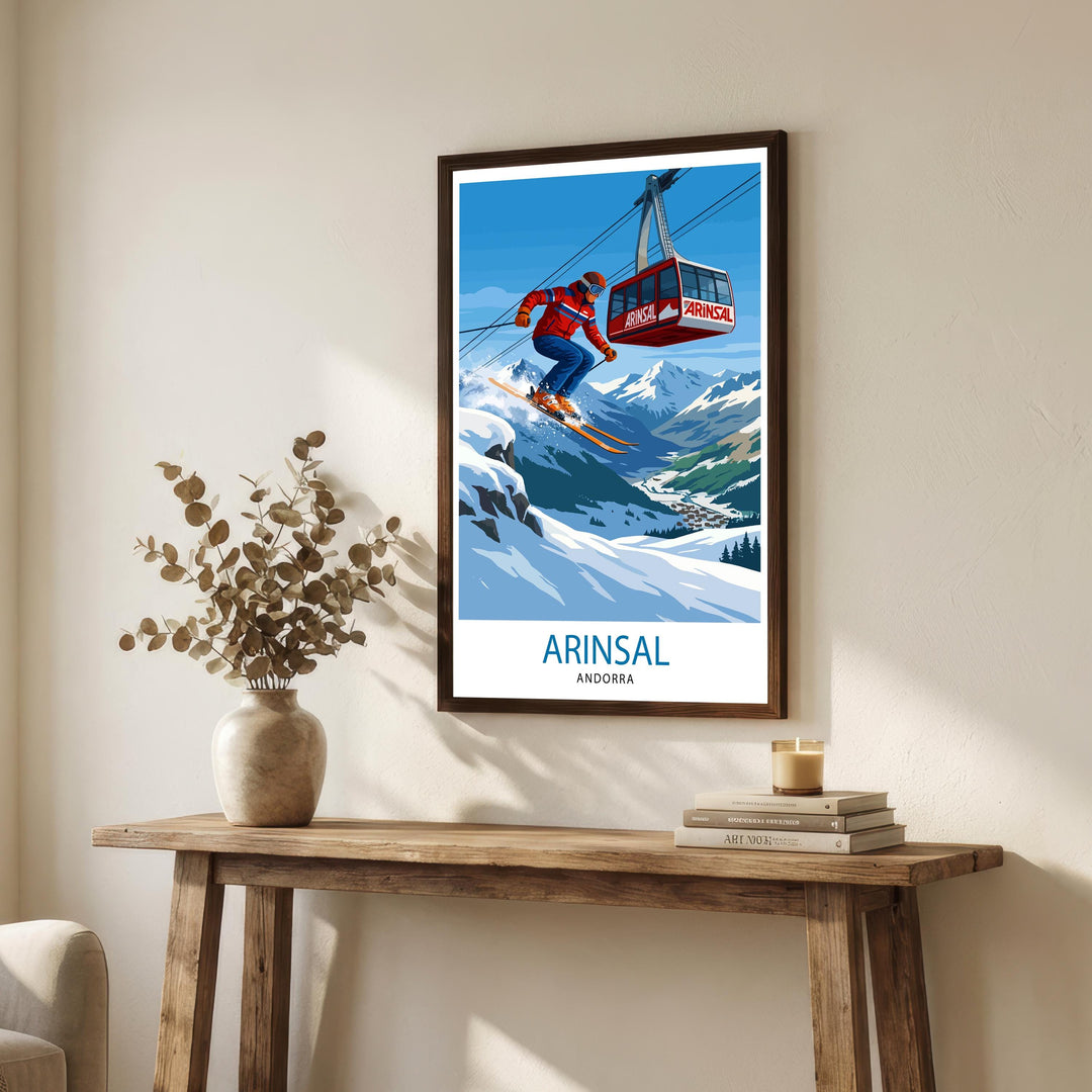 Arinsal Andorra Ski Poster Print Wall Art Mountain Resort Landscape Gift for Europe Travel Lovers and Fans of Scenic Pyrenees Winter Sports