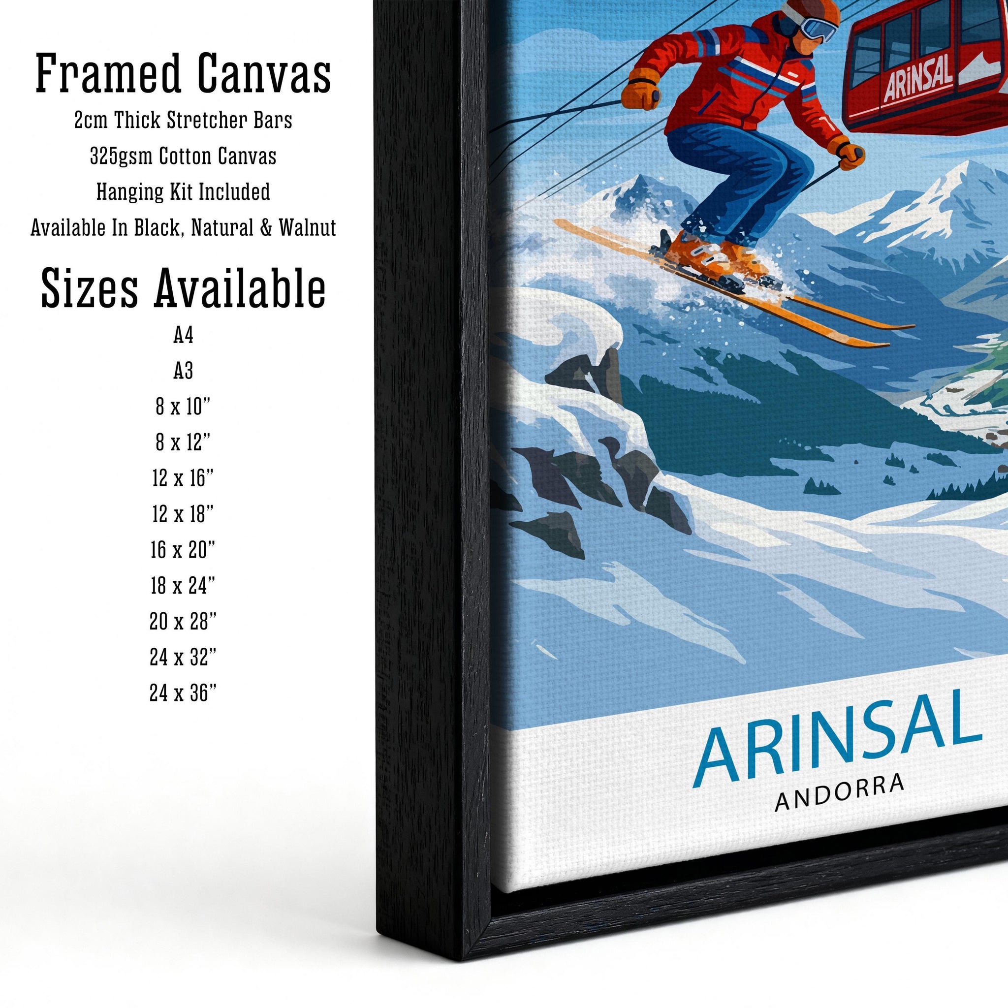 Arinsal Andorra Ski Poster: Pyrenees Mountain Resort Art Print