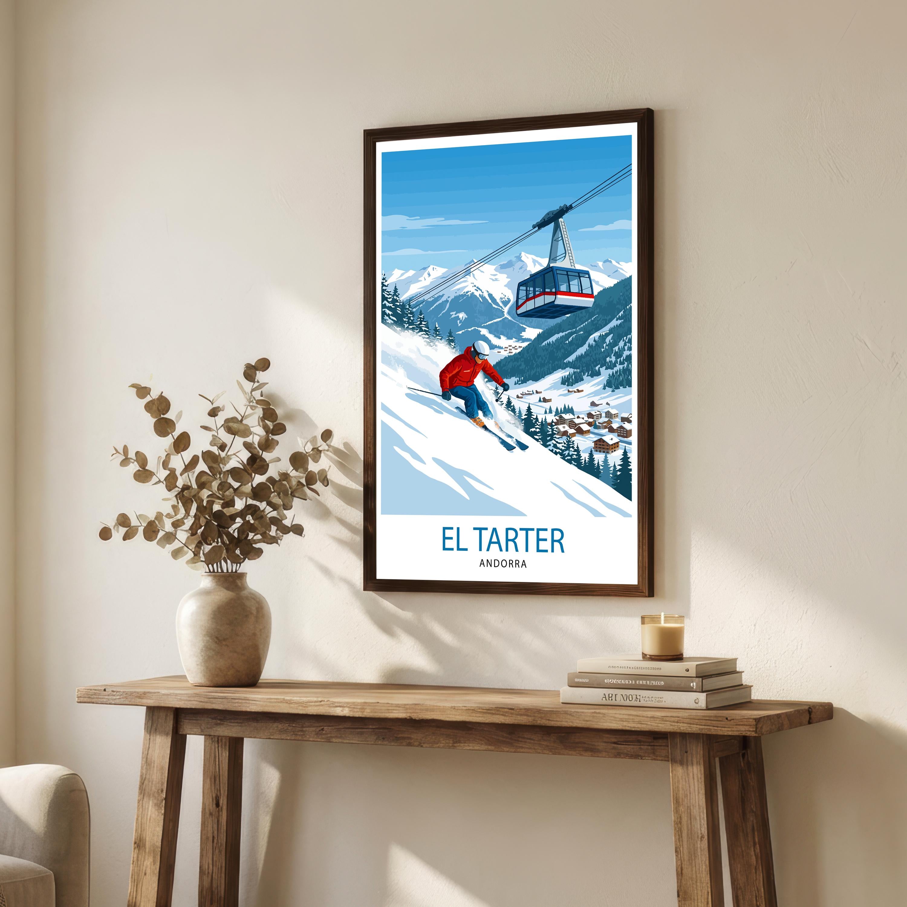 El Tarter Andorra Ski Poster: Pyrenees Mountain Resort Art Print
