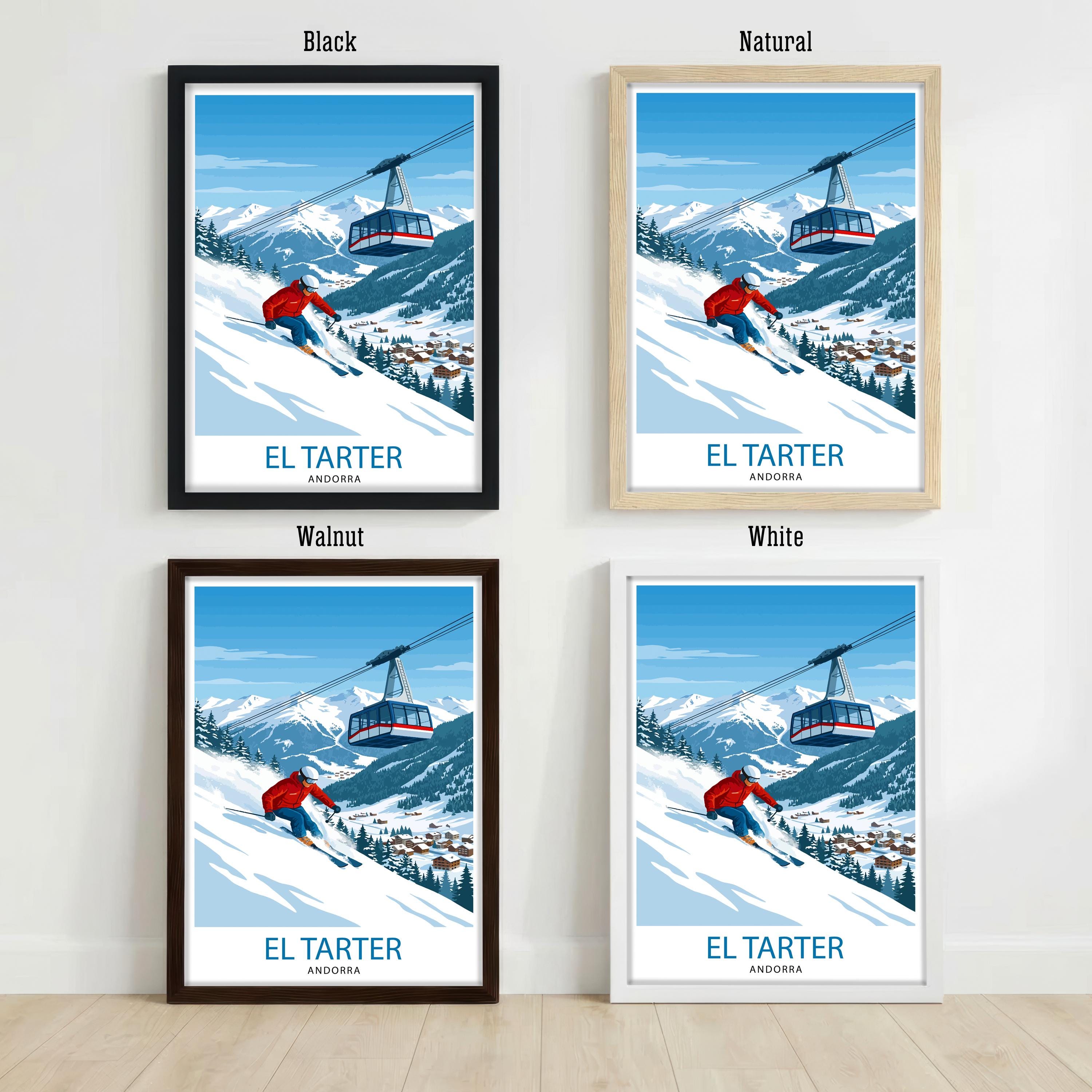 El Tarter Andorra Ski Poster: Pyrenees Mountain Resort Art Print