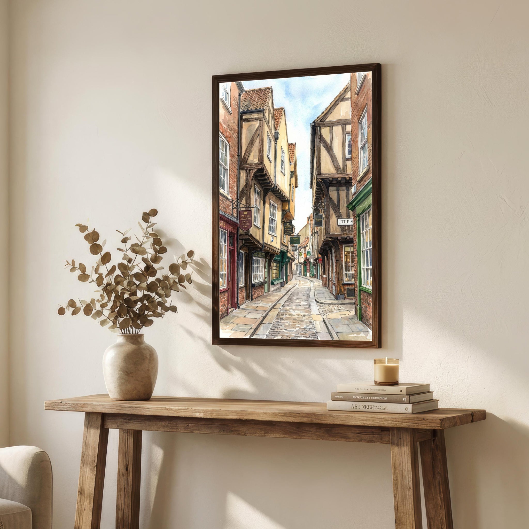 York Watercolour Painting Poster England Wall Art City Landscape Print Gift for UK Travel Lovers and Fans of Scenic Historic British