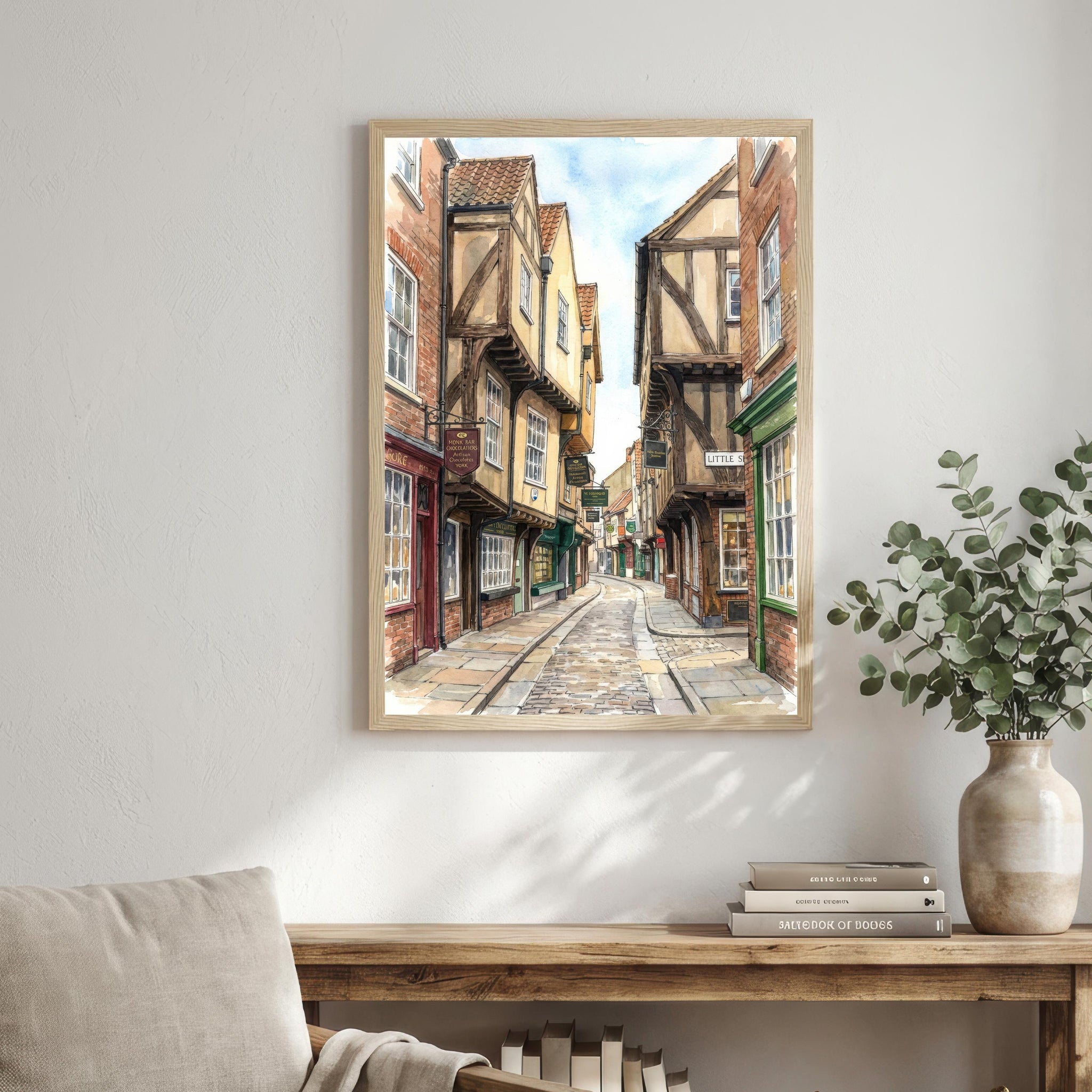York Watercolour Painting Poster England Wall Art City Landscape Print Gift for UK Travel Lovers and Fans of Scenic Historic British
