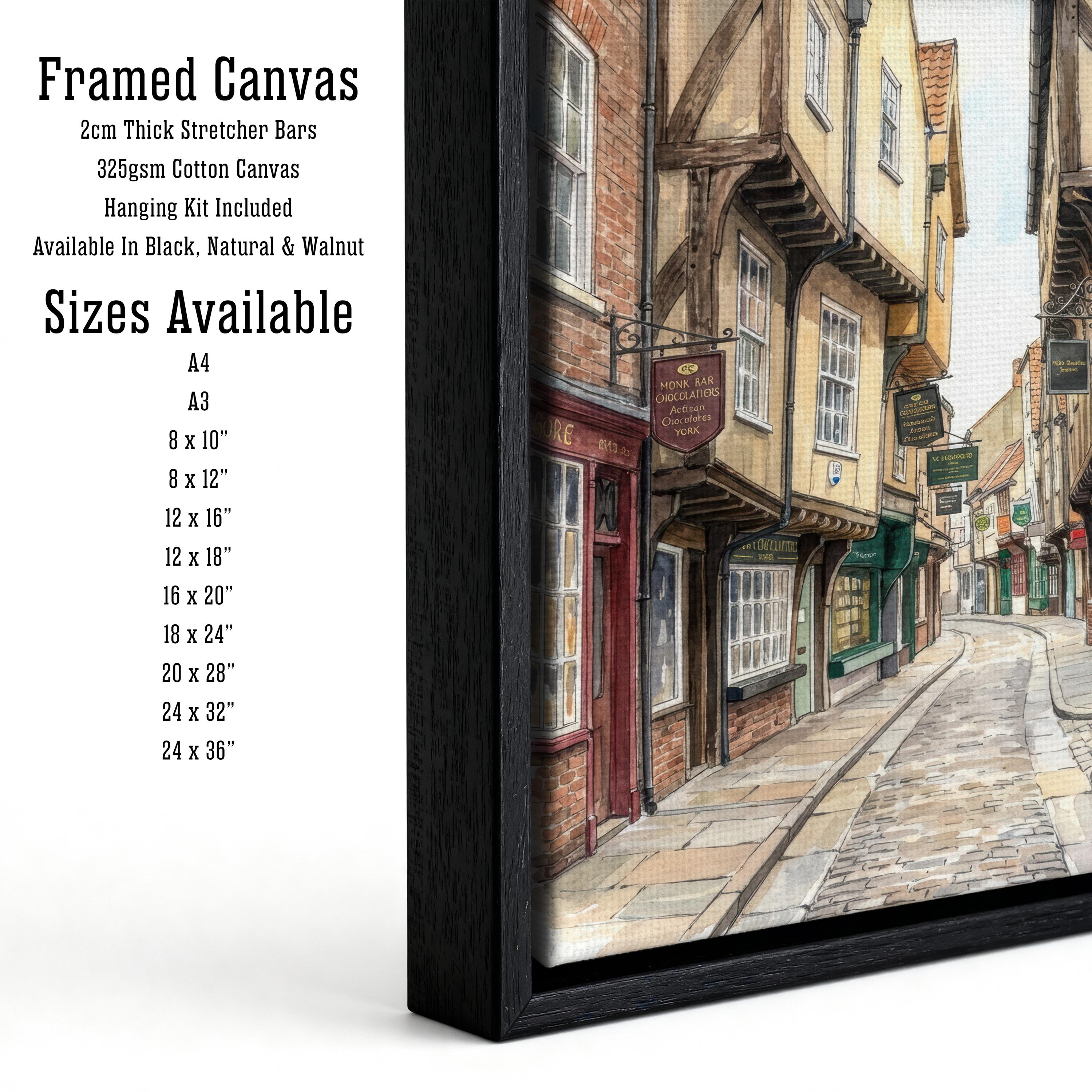 York Watercolour Painting Poster England Wall Art City Landscape Print Gift for UK Travel Lovers and Fans of Scenic Historic British