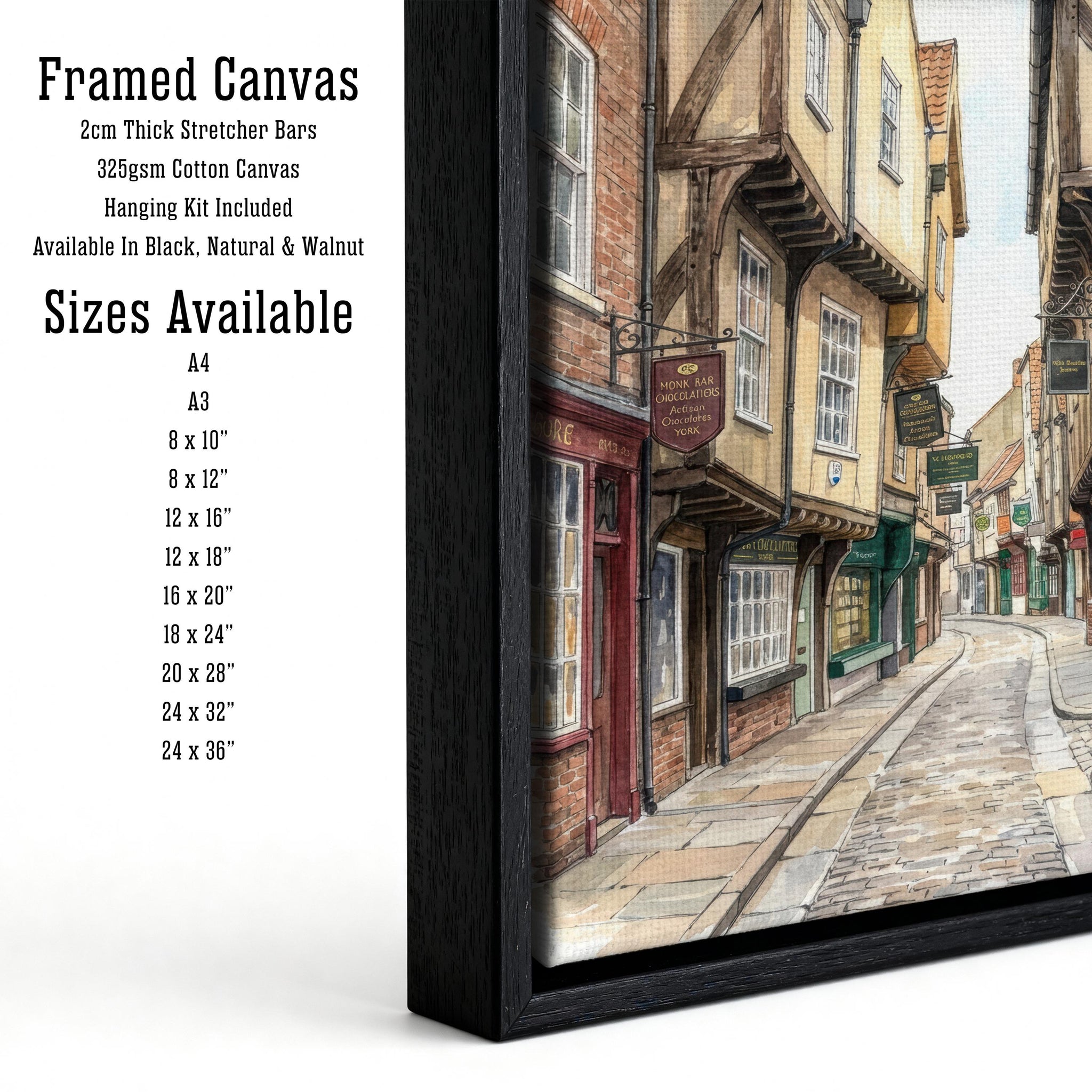 York Watercolour Painting Poster England Wall Art City Landscape Print Gift for UK Travel Lovers and Fans of Scenic Historic British