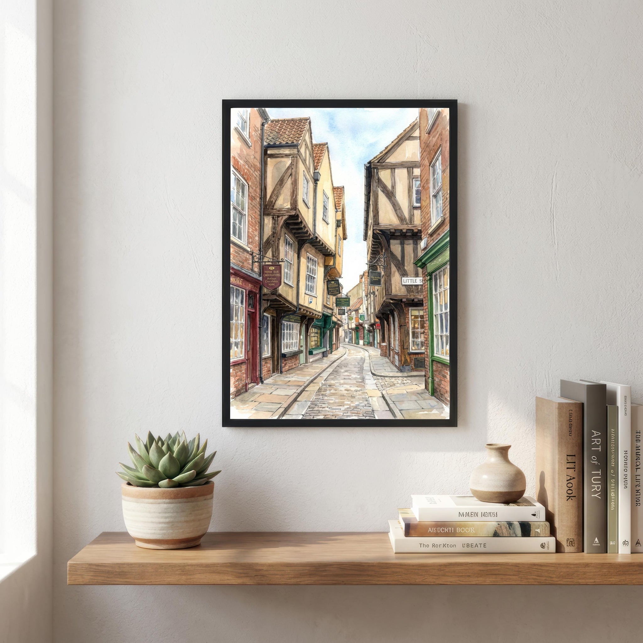 York Watercolour Painting Poster England Wall Art City Landscape Print Gift for UK Travel Lovers and Fans of Scenic Historic British