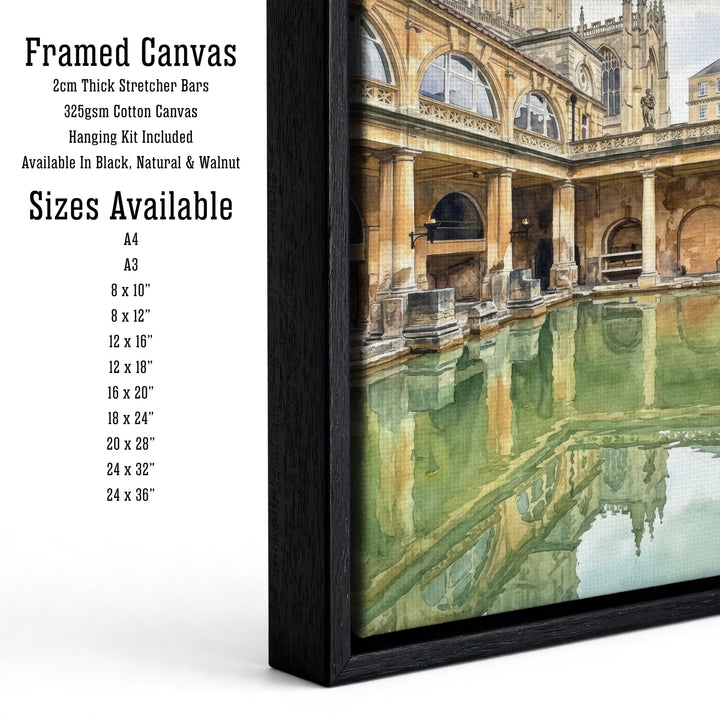 Bath Watercolour Painting Poster England Wall Art City Landscape Print Gift for UK Travel Lovers and Fans of Scenic Historic British