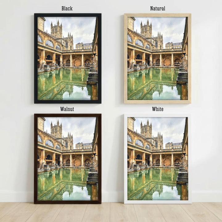 Bath Watercolour Painting Poster England Wall Art City Landscape Print Gift for UK Travel Lovers and Fans of Scenic Historic British