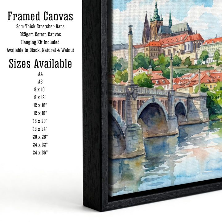 Prague Watercolour Painting Poster Czech Republic Wall Art City Landscape Print Gift for Europe Travel Lovers and Fans of Scenic Historic