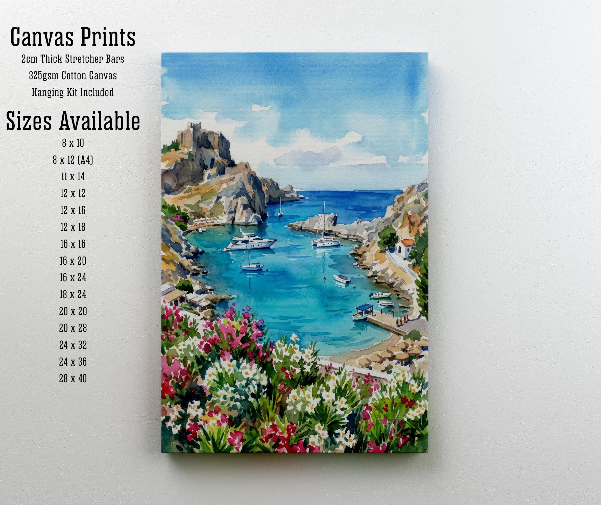 Algarve Watercolour Painting Poster Portugal Wall Art Coastal Landscape Print Gift for Europe Travel Lovers and Fans of Scenic Southern