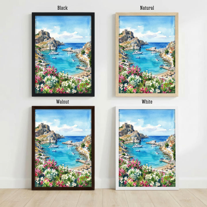 Algarve Watercolour Painting Poster Portugal Wall Art Coastal Landscape Print Gift for Europe Travel Lovers and Fans of Scenic Southern