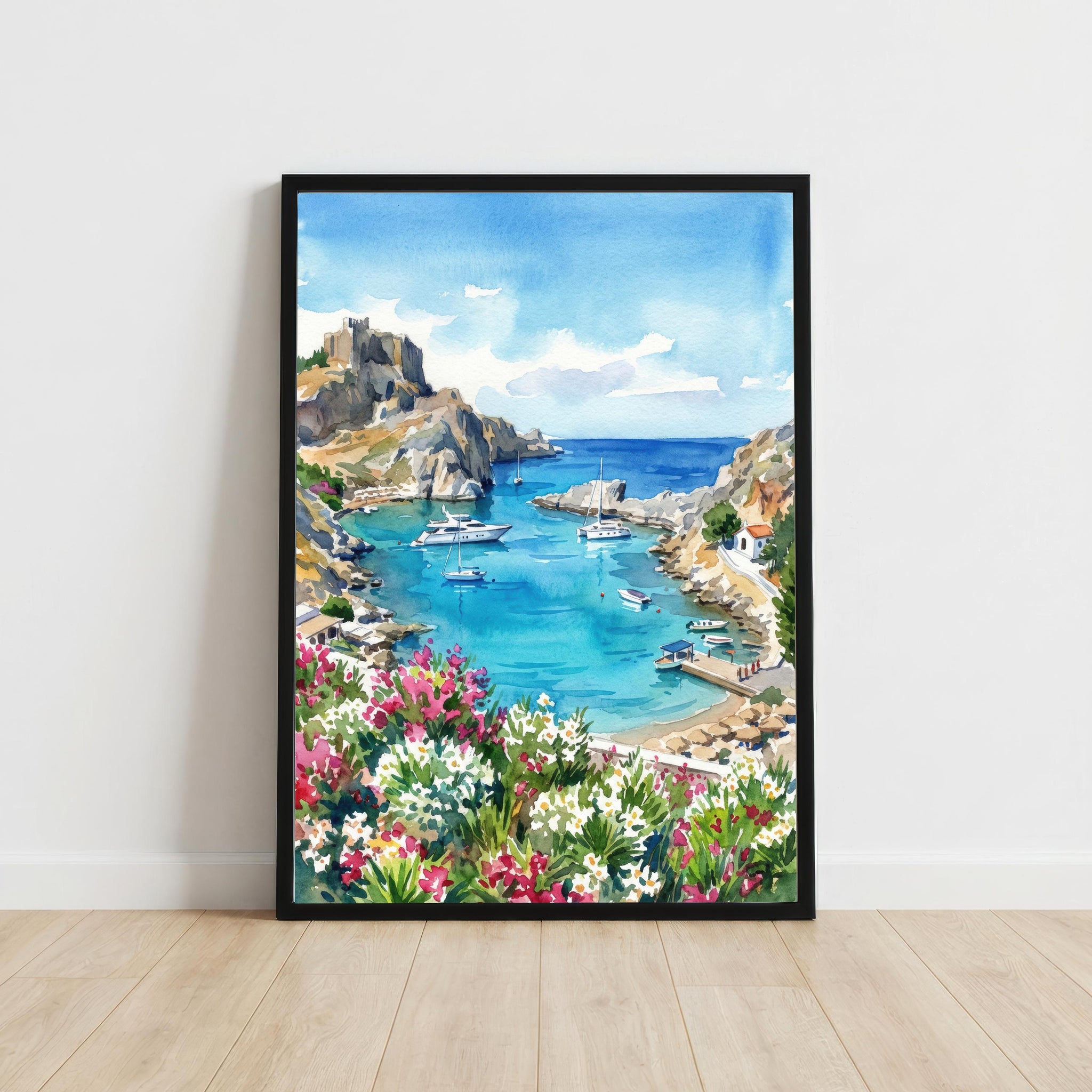 Algarve Watercolour Painting Poster Portugal Wall Art Coastal Landscape Print Gift for Europe Travel Lovers and Fans of Scenic Southern