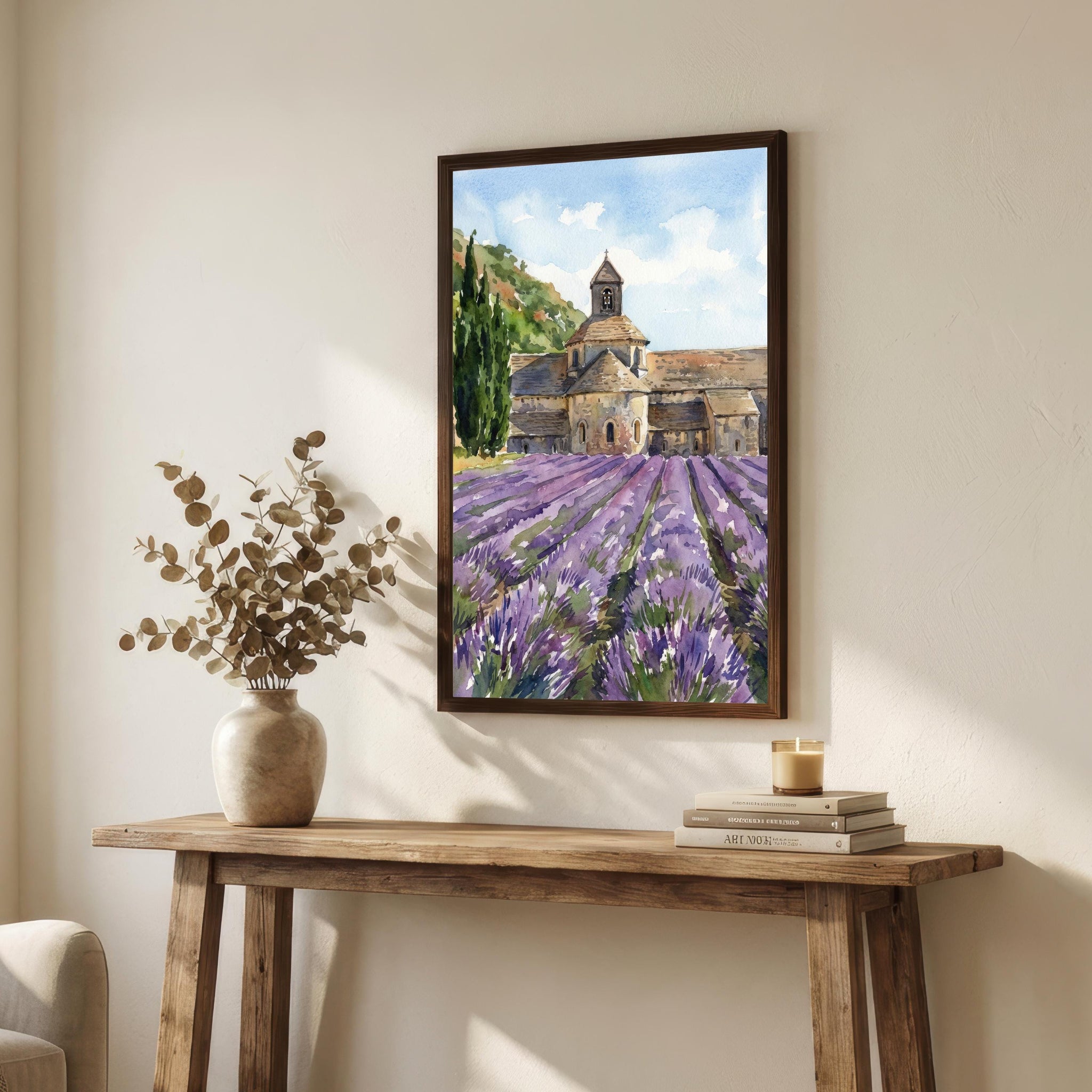 Provence France Watercolour Painting Poster Wall Art Countryside Landscape Print Gift for Europe Travel Lovers and Fans of Scenic French