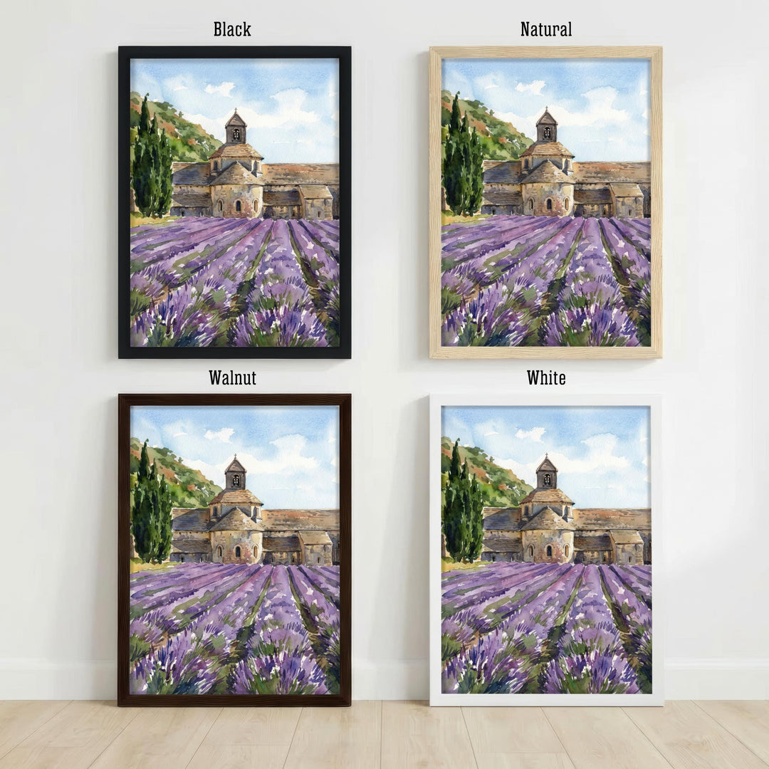 Provence France Watercolour Painting Poster Wall Art Countryside Landscape Print Gift for Europe Travel Lovers and Fans of Scenic French