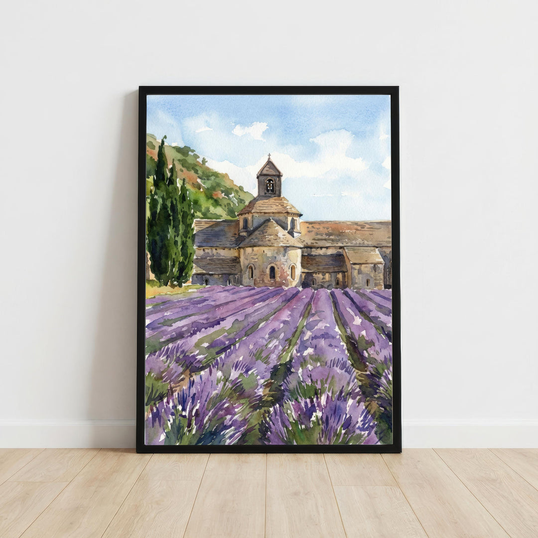 Provence France Watercolour Painting Poster Wall Art Countryside Landscape Print Gift for Europe Travel Lovers and Fans of Scenic French