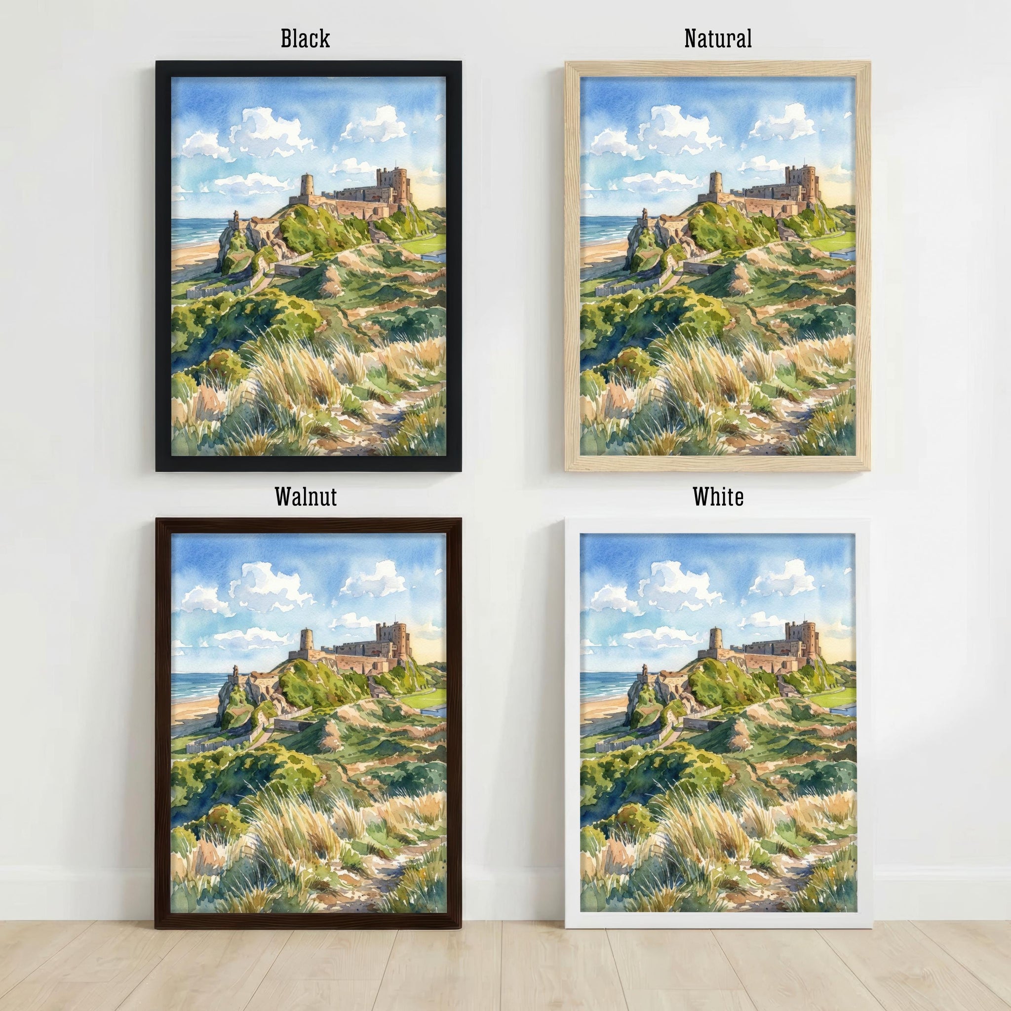 Northumberland Watercolour Painting Poster England Wall Art Countryside Landscape Print Gift for UK Travel Lovers and Fans of Scenic