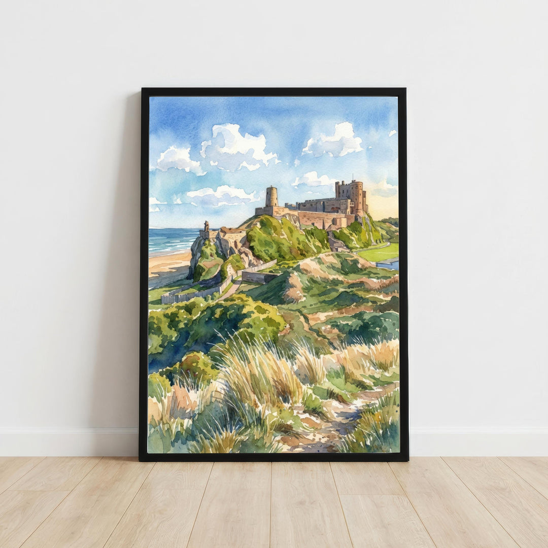Northumberland Watercolour Painting Poster England Wall Art Countryside Landscape Print Gift for UK Travel Lovers and Fans of Scenic