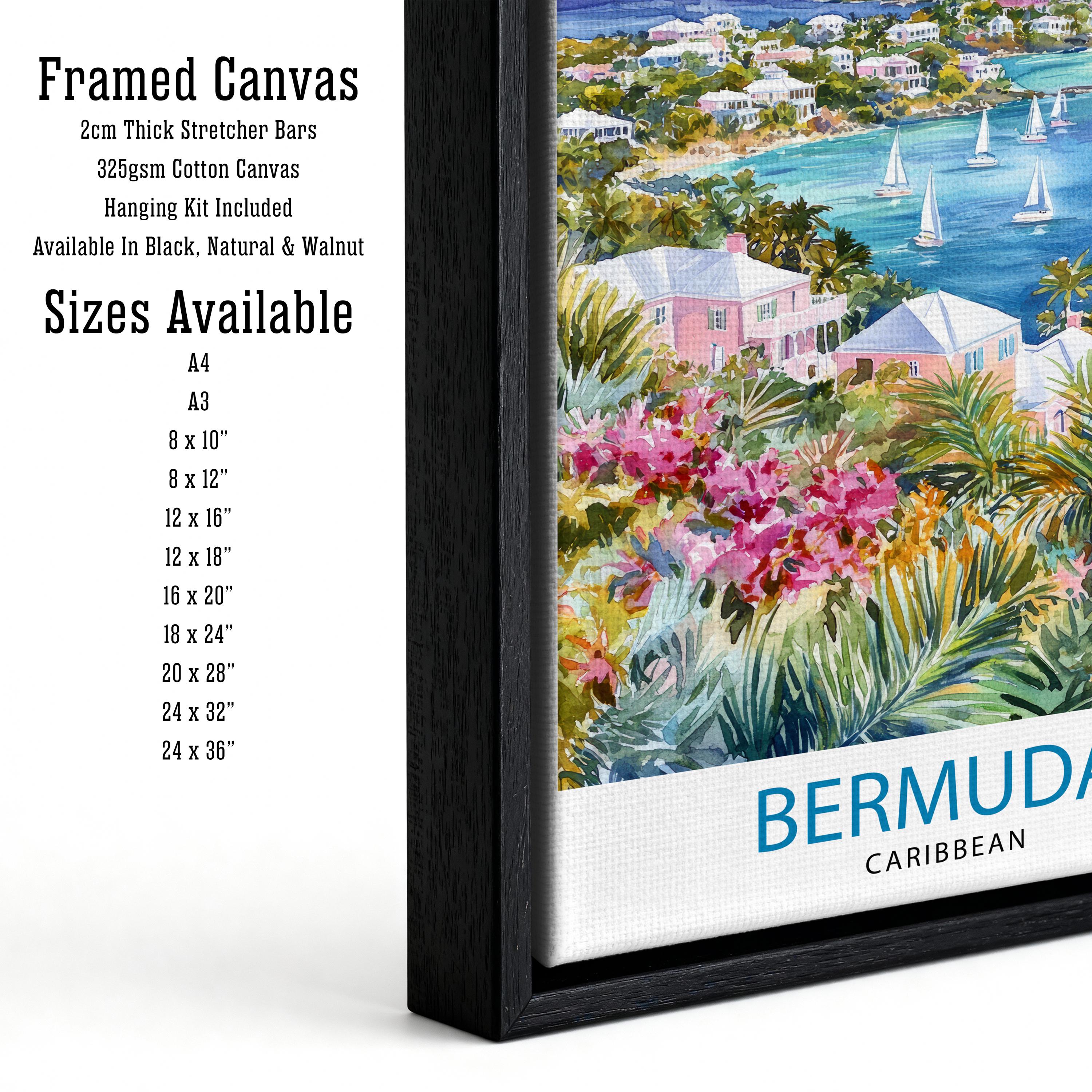 Bermuda Travel Poster: Pink Sand Beaches, Turquoise Waters