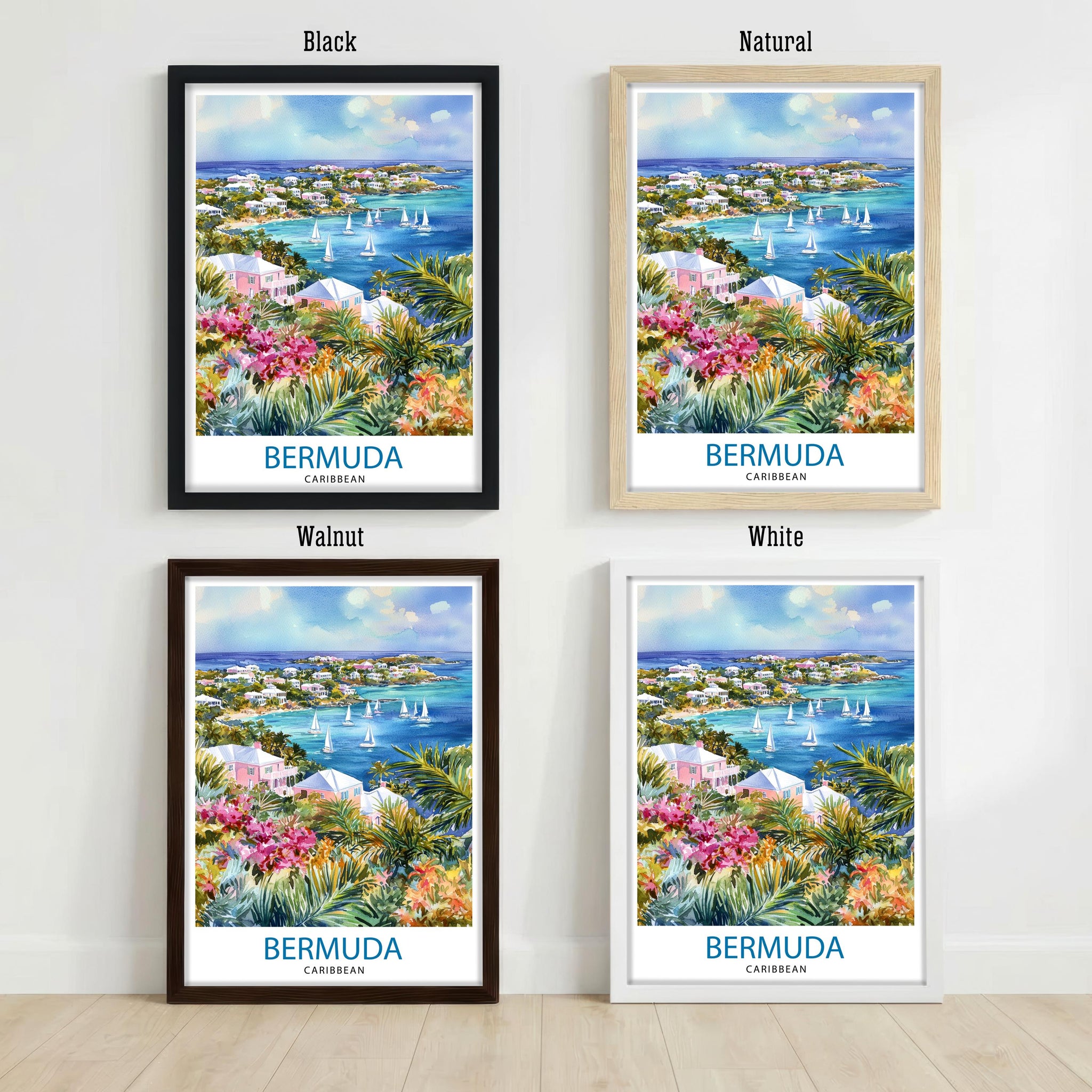Bermuda Travel Poster: Pink Sand Beaches, Turquoise Waters