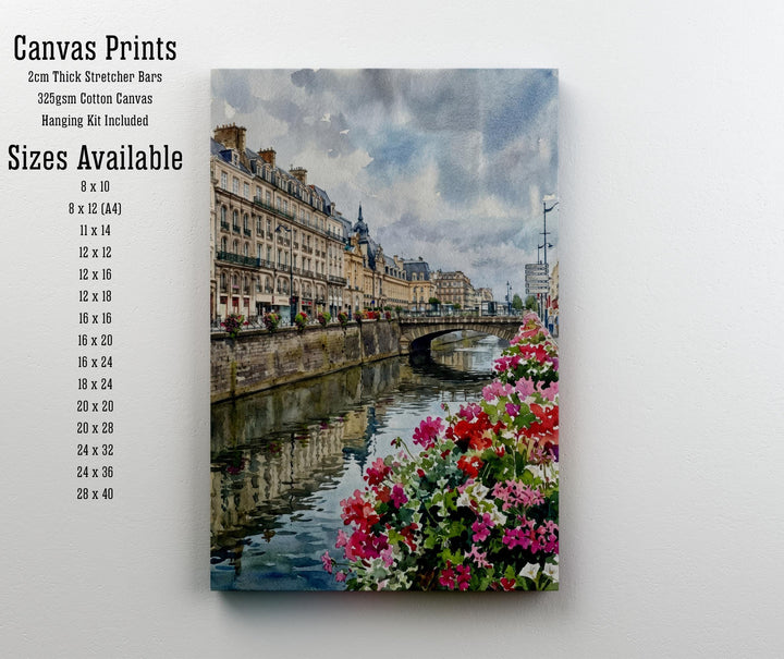 Rennes Watercolour Painting Poster France Wall Art Cityscape Print Gift for Europe Travel Lovers and Fans of Scenic Historic French