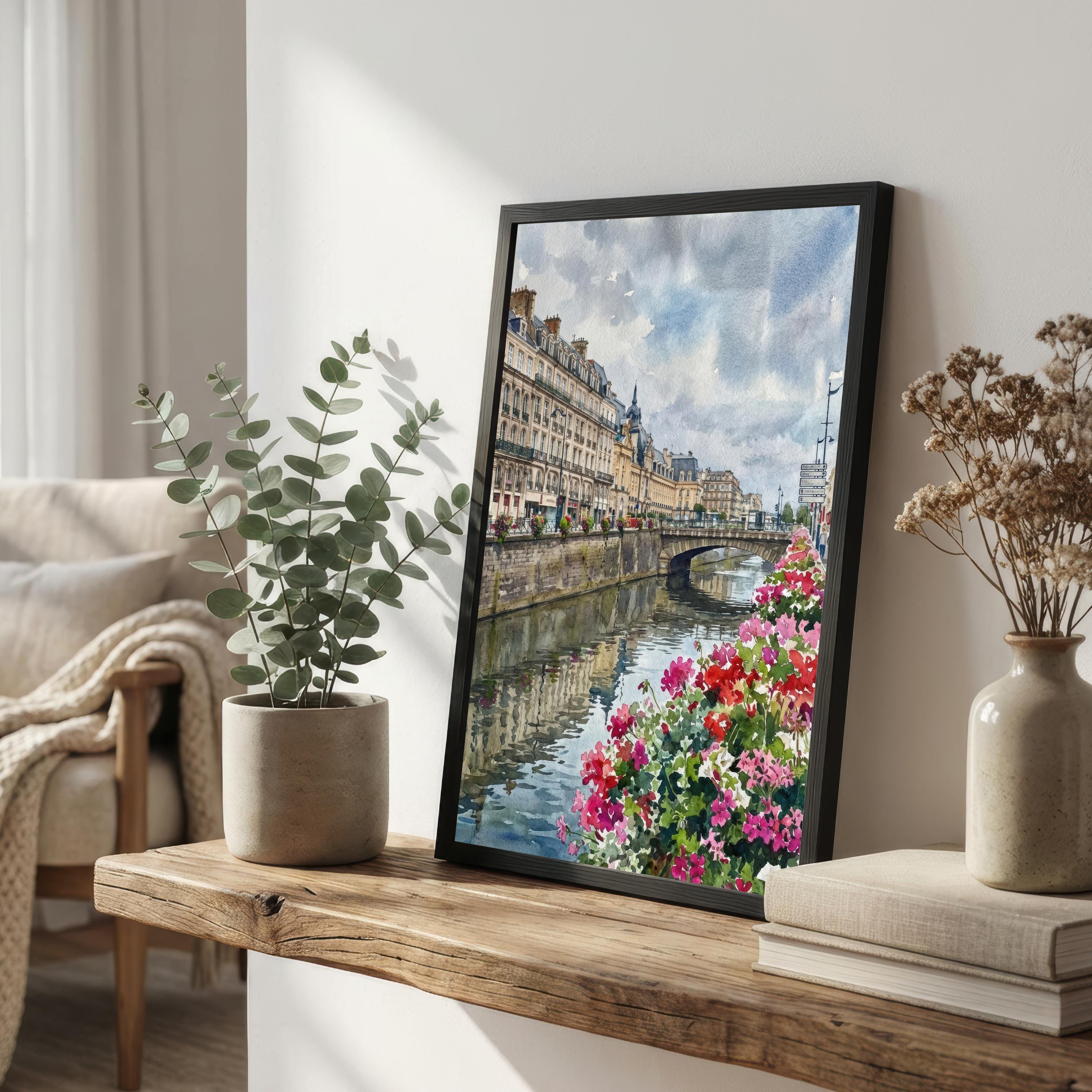 Rennes Watercolour Painting Poster France Wall Art Cityscape Print Gift for Europe Travel Lovers and Fans of Scenic Historic French