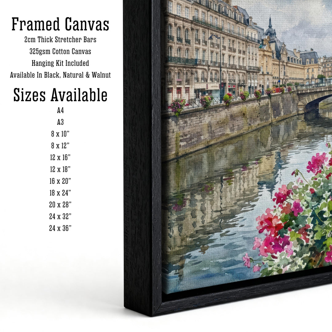 Rennes Watercolour Painting Poster France Wall Art Cityscape Print Gift for Europe Travel Lovers and Fans of Scenic Historic French