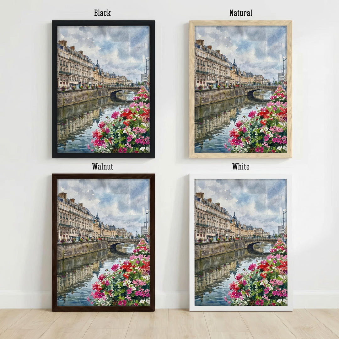Rennes Watercolour Painting Poster France Wall Art Cityscape Print Gift for Europe Travel Lovers and Fans of Scenic Historic French