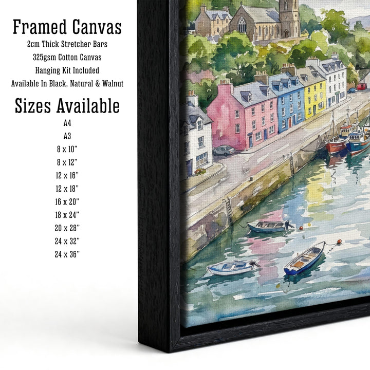 Oban Scotland Watercolour Painting Poster Wall Art Coastal Landscape Print Gift for UK Travel Lovers and Fans of Scenic Seaside Highland