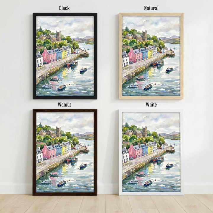 Oban Scotland Watercolour Painting Poster Wall Art Coastal Landscape Print Gift for UK Travel Lovers and Fans of Scenic Seaside Highland