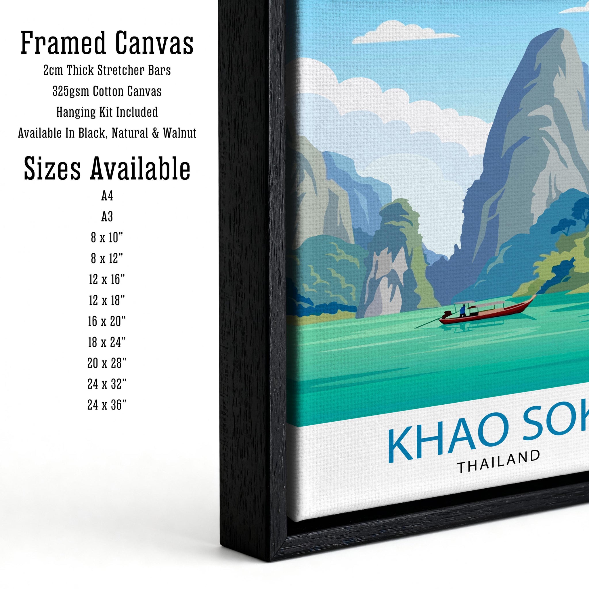 Khao Sok Thailand Travel Poster: Jungle Lake Landscape Wall Art