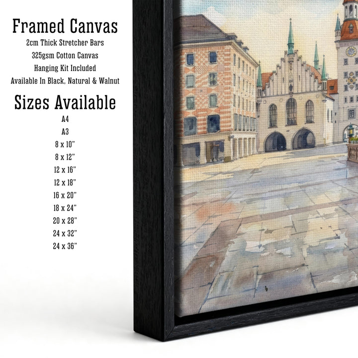 Munich Germany Watercolor Painting German City Art Munich Print Scenic Cityscape Decor