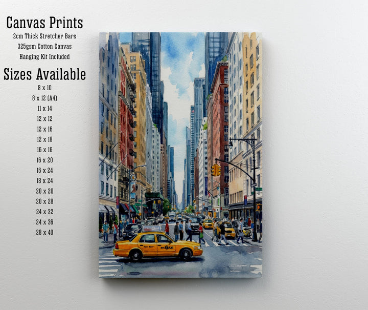 New York City Watercolor Painting Poster USA Wall Art Skyline Landscape Print Gift for American Travel Lovers and Fans of Scenic