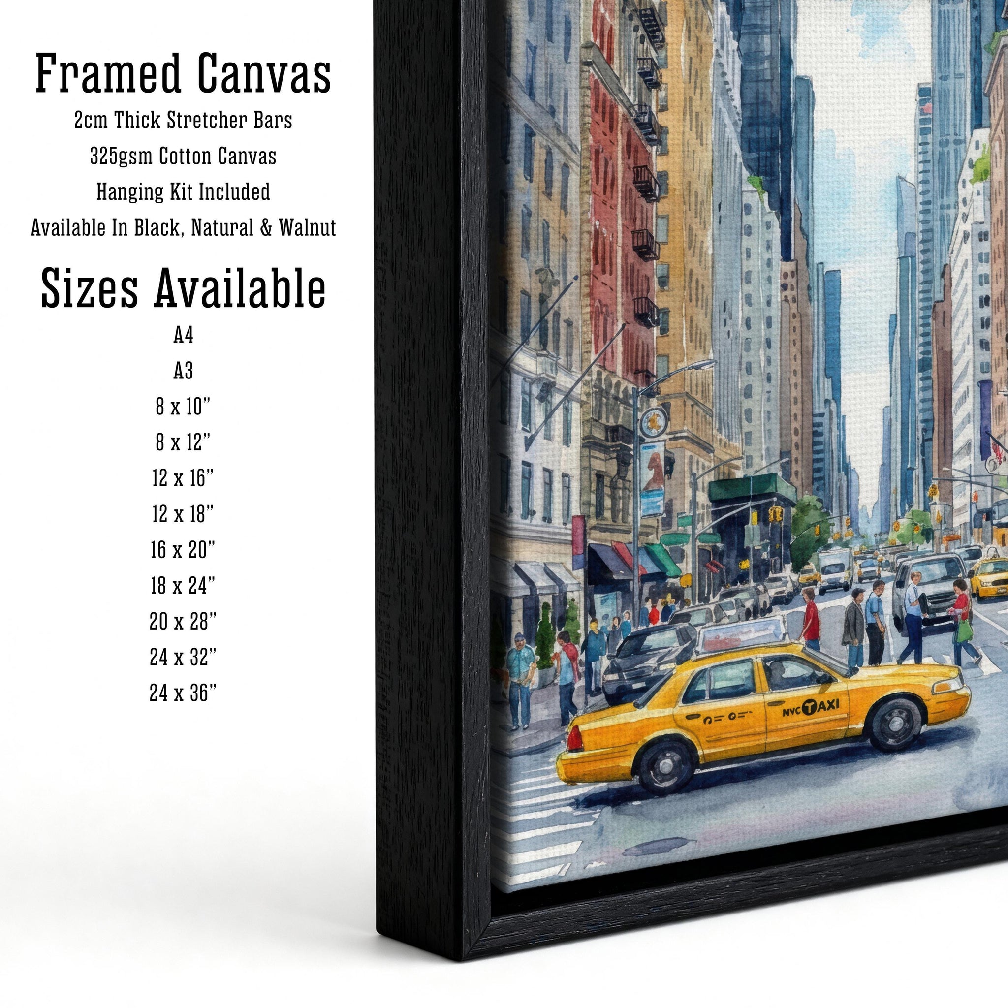 New York City Watercolor Painting Poster USA Wall Art Skyline Landscape Print Gift for American Travel Lovers and Fans of Scenic