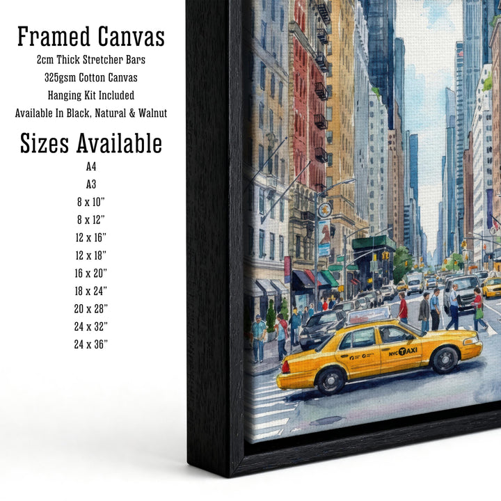 New York City Watercolor Painting Poster USA Wall Art Skyline Landscape Print Gift for American Travel Lovers and Fans of Scenic