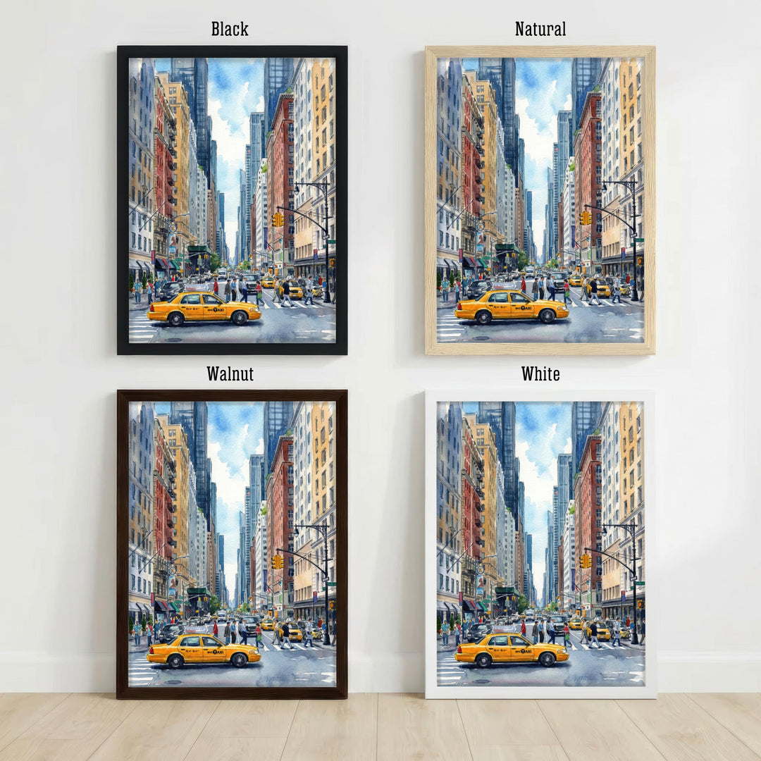 New York City Watercolor Painting Poster USA Wall Art Skyline Landscape Print Gift for American Travel Lovers and Fans of Scenic
