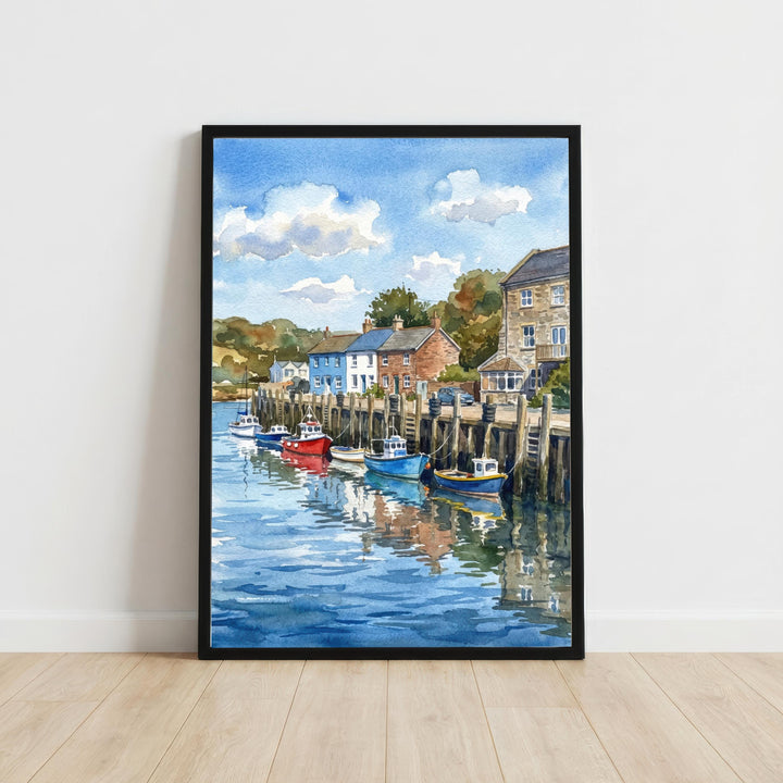 Seaton Devon Watercolour Painting Poster England Wall Art Coastal Landscape Print Gift for UK Travel Lovers and Fans of Scenic British