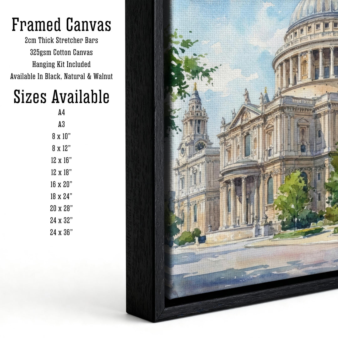 St Pauls Cathedral Watercolour Painting Poster London England Wall Art Landmark Print Gift for UK Travel Lovers and Fans of Historic British