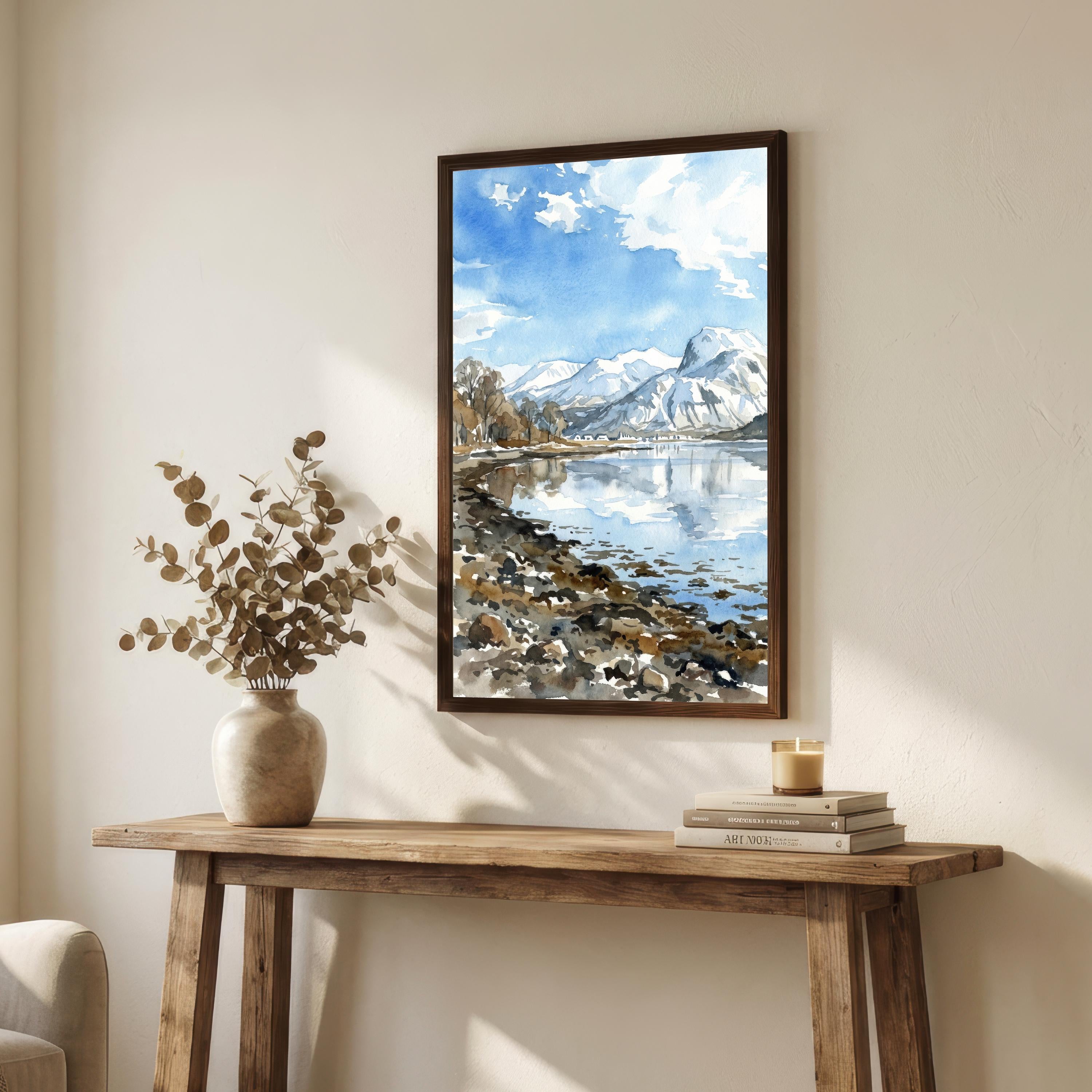 Ben Nevis Watercolour Painting Poster Scotland Wall Art Mountain Landscape Print Gift for UK Travel Lovers and Fans of Scenic Highland