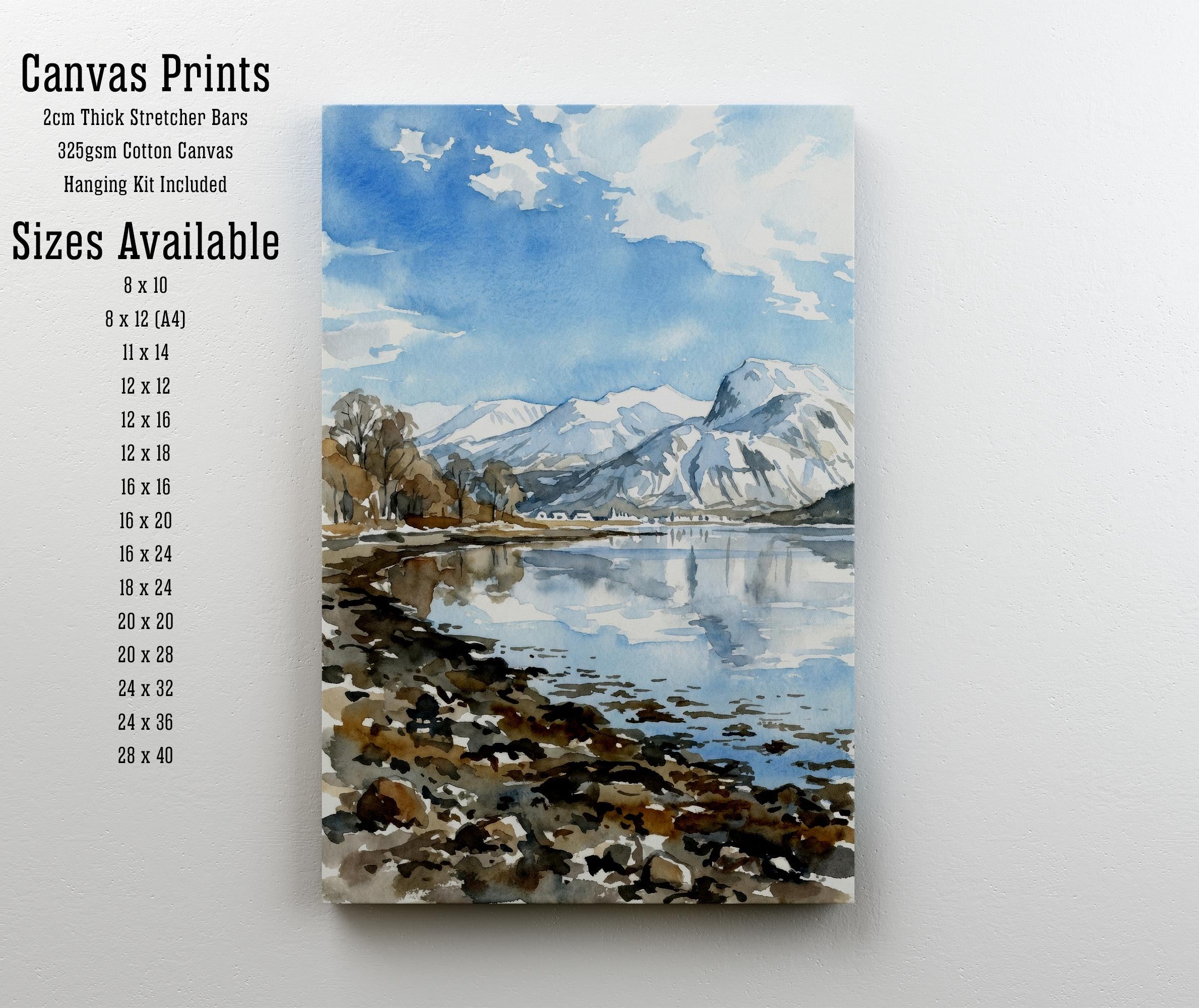 Ben Nevis Watercolour Painting Poster Scotland Wall Art Mountain Landscape Print Gift for UK Travel Lovers and Fans of Scenic Highland