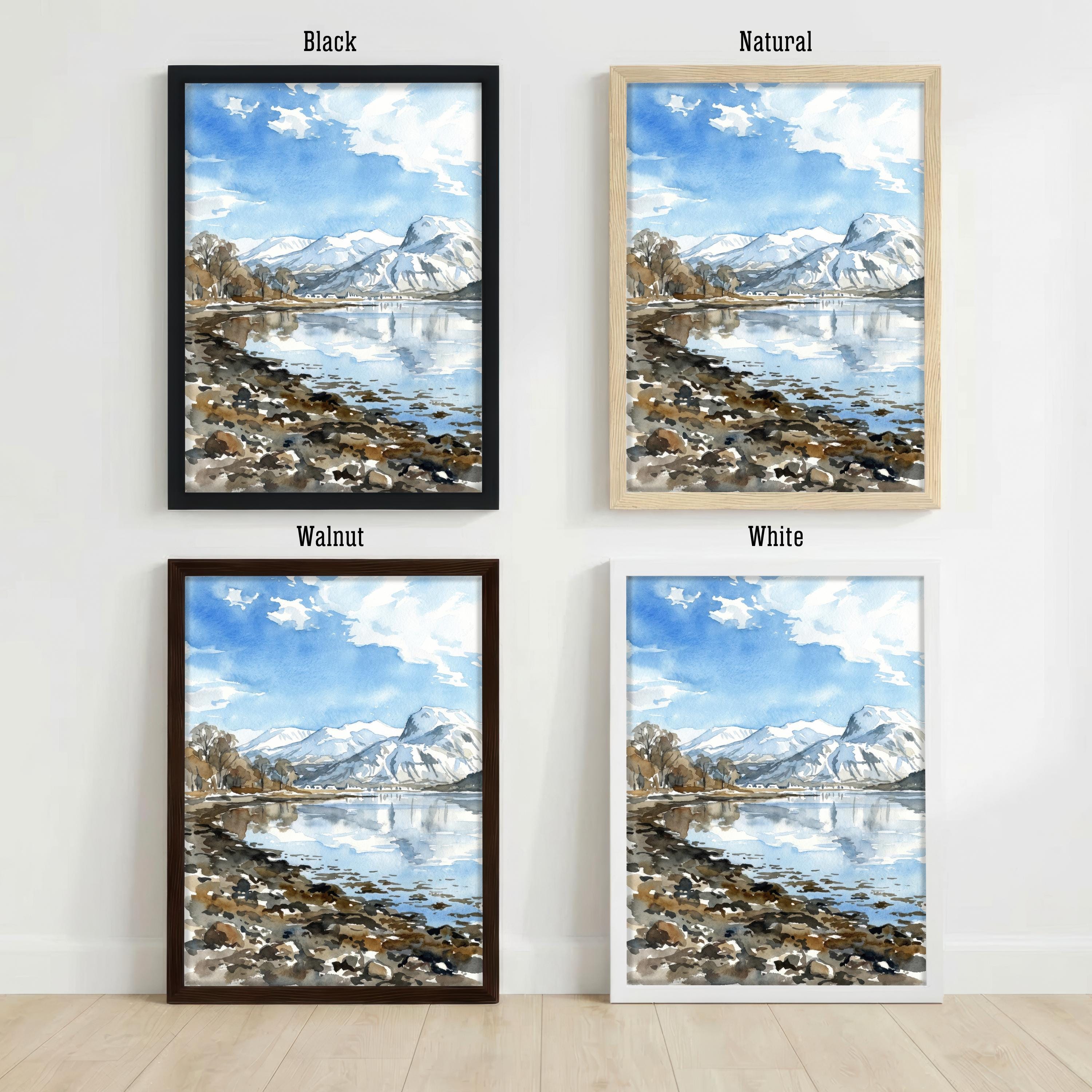 Ben Nevis Watercolour Painting Poster Scotland Wall Art Mountain Landscape Print Gift for UK Travel Lovers and Fans of Scenic Highland