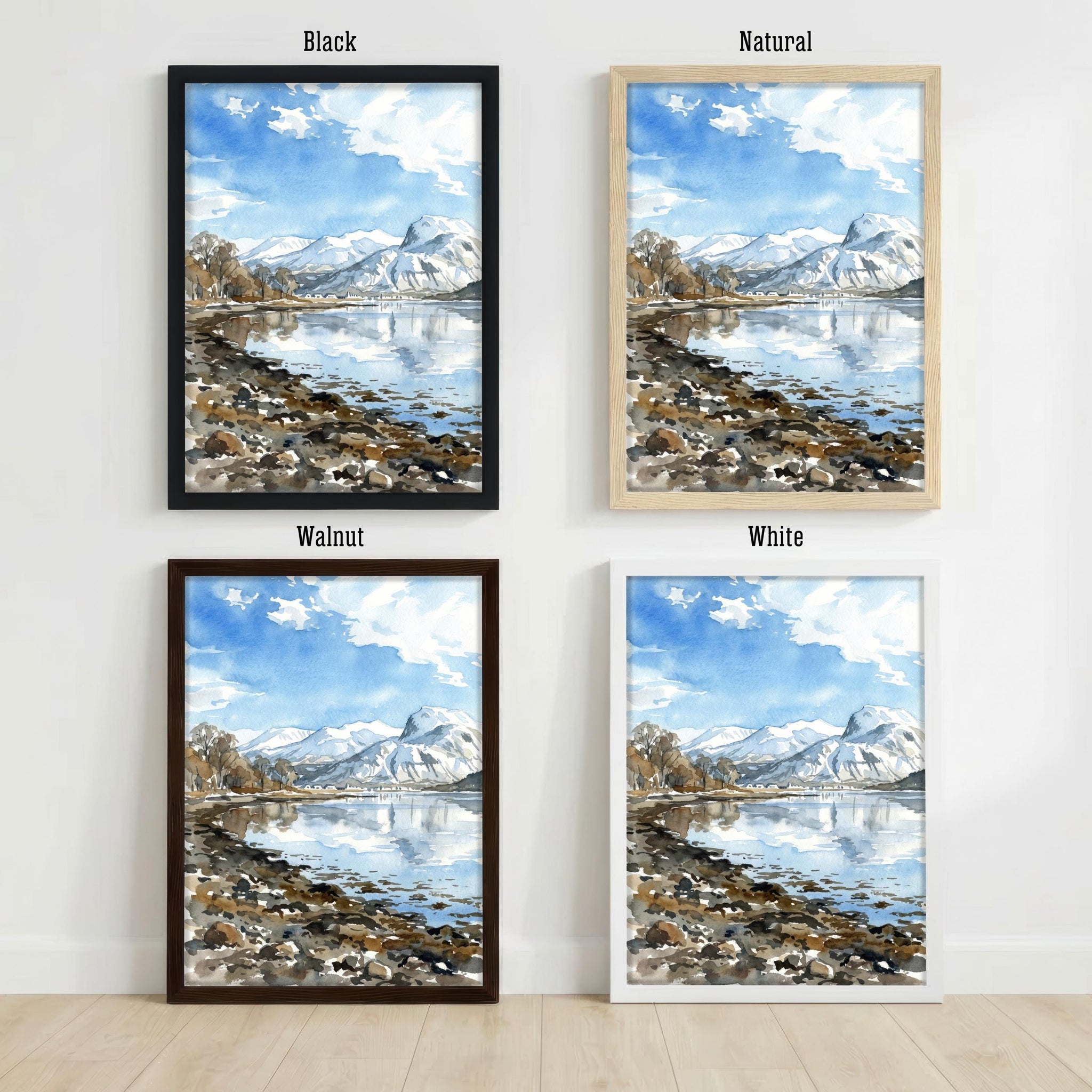Ben Nevis Watercolour Painting Poster Scotland Wall Art Mountain Landscape Print Gift for UK Travel Lovers and Fans of Scenic Highland