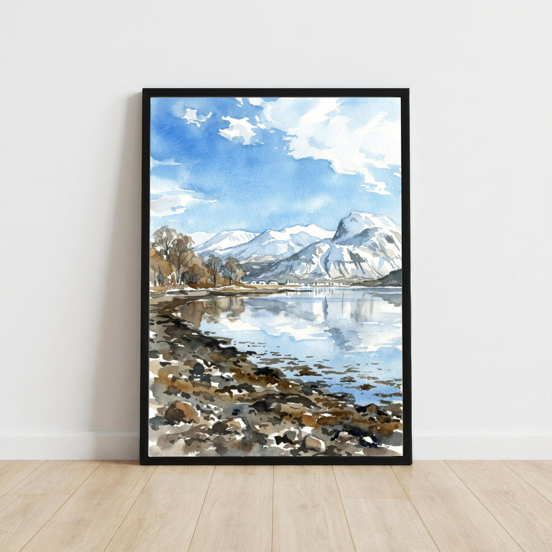 Ben Nevis Watercolour Painting Poster Scotland Wall Art Mountain Landscape Print Gift for UK Travel Lovers and Fans of Scenic Highland