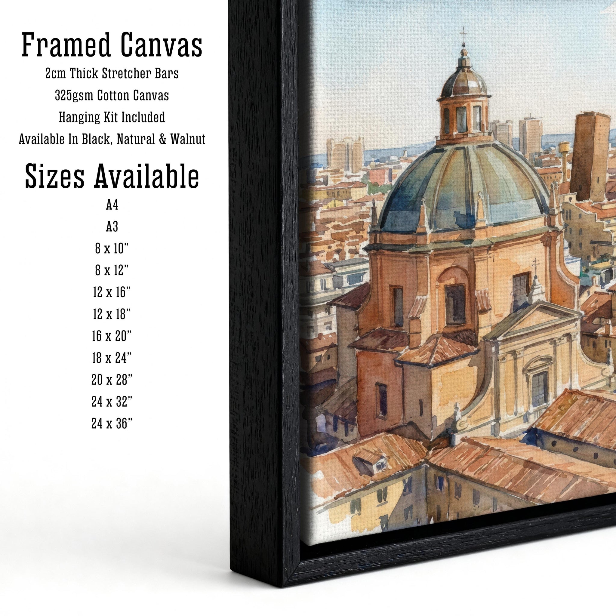 Bologna Watercolour Painting Poster Italy Wall Art City Architecture Landscape Print Gift for Europe Travel Lovers and Fans of Historic