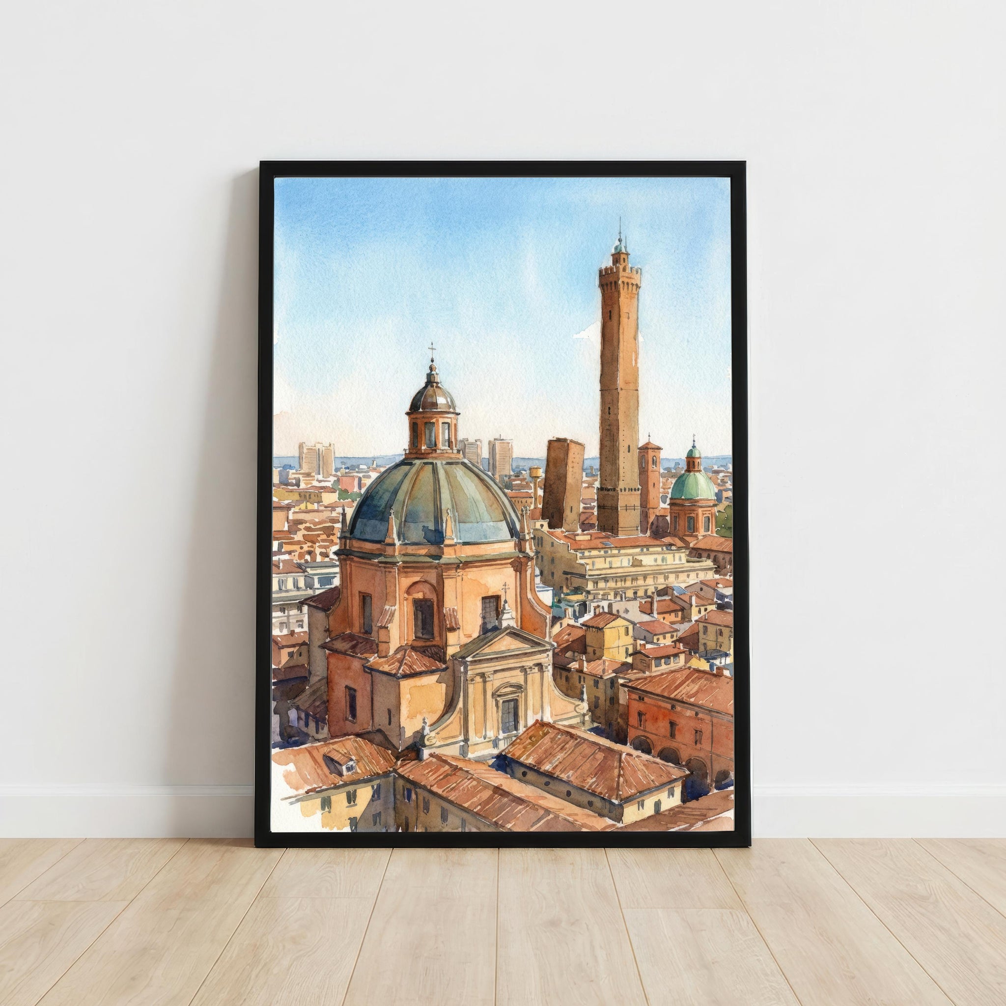 Bologna Watercolour Painting Poster Italy Wall Art City Architecture Landscape Print Gift for Europe Travel Lovers and Fans of Historic