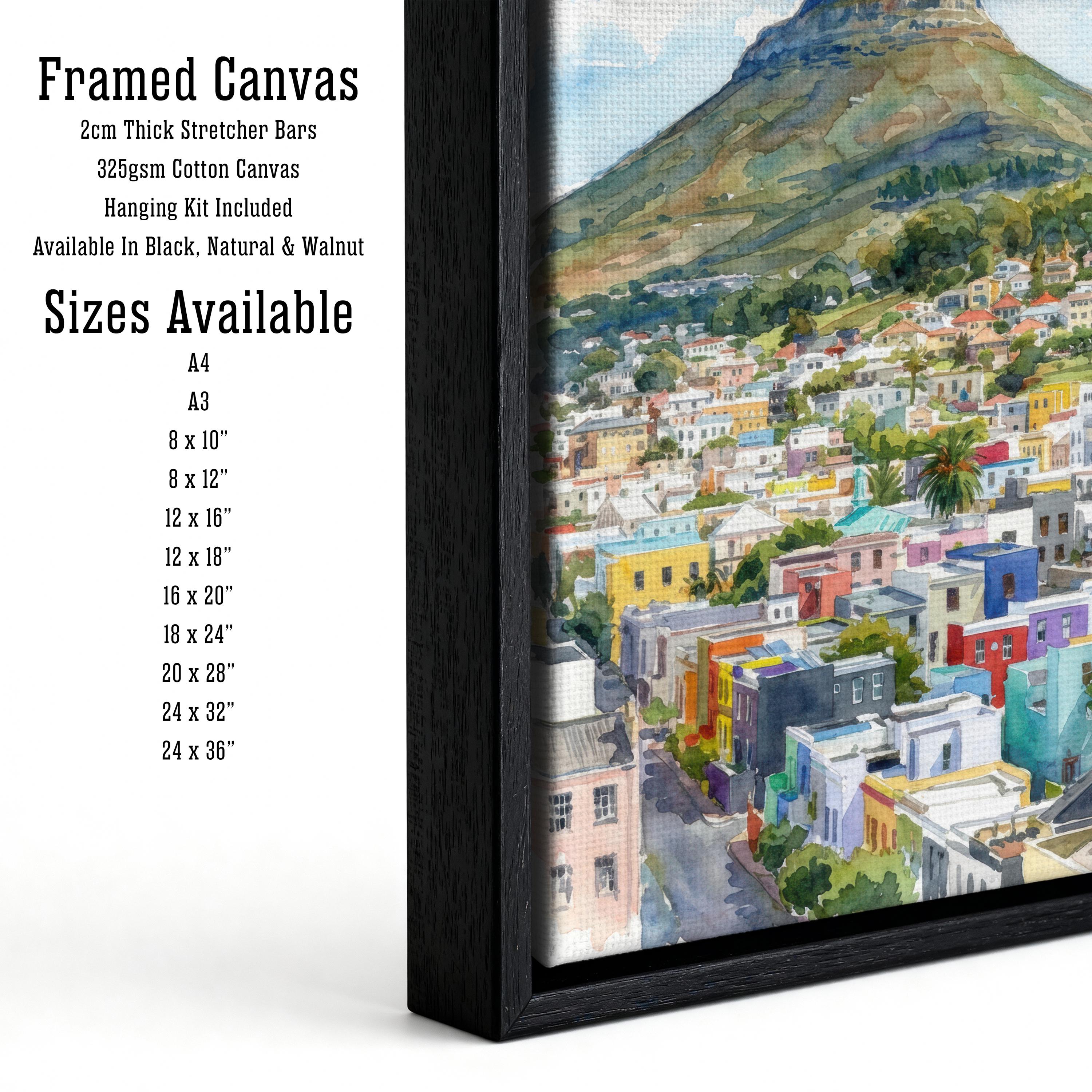 Cape Town Watercolour Painting Poster South Africa Wall Art Mountain Coastal Landscape Print Gift for Travel Lovers and Fans of Scenic decor
